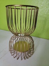 Gold Tone Metal Birdcage Bird Cage Candle Holder 8.5&quot; Tall - $35.38