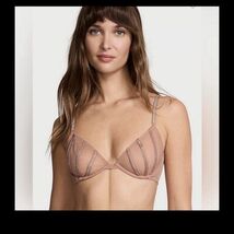 Victorias Secret Very Sexy Sheer Shine Unlined Low Cut Demi Bra Tan Mesh... - $18.80
