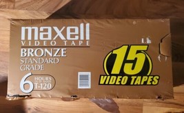 Maxell Standard Grade Sealed VHS Tapes T-120 15 Pack 6-hour Bronze New - £31.61 GBP