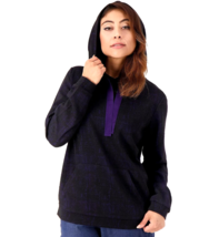 J Jason Wu Knit Plaid Hoodie Sweatshirt- Navy Plaid, 4X - £17.40 GBP