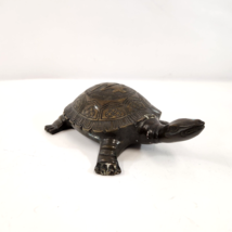 Brass Turtle Figurine Paperweight Chinese Design Engraved Shell Longevit... - $43.53