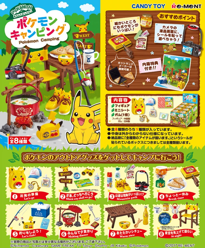 Japan Re-ment Pokemon Pikachu Figures Anime Camp Picnic Suitcase Cute Kawaii - £31.76 GBP+