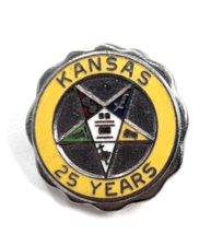 Kansas Masonic OES Order of Eastern Star 25 Years Member Enamel Pin Fraternal - £7.72 GBP