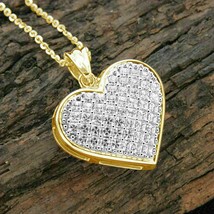 2Ct Princess Cut Lab Created Diamond Womens Heart Pendant 14K Yellow Gold Plated - £135.88 GBP