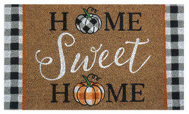 Home Sweet Home Pumpkins Fall Natural Fiber Coir Doormat Checkers 18&quot; X 30&quot; - £35.84 GBP