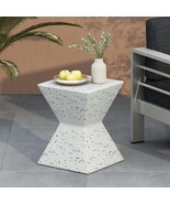 White Terrazzo Outdoor Side Table - Prismatic Design - $135.38 CAD