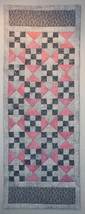 Pink and Grey Irish Chain and Hour Glass Table Runner - £35.41 GBP