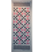 Pink and Grey Irish Chain and Hour Glass Table Runner - £35.85 GBP