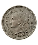 1866 3 Cent Nickel 3CN in Extra Fine XF Condition, Natural Color, Strong... - $74.24