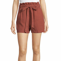 a.n.a. Women&#39;s Paperbag Waist Shorts Size LARGE Sable Red Belted New - £16.86 GBP