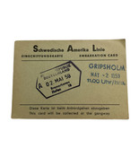 Schwedische Amerika Linie/ Swedish America Line Embarkation Card 1959 Gr... - $16.45 CAD