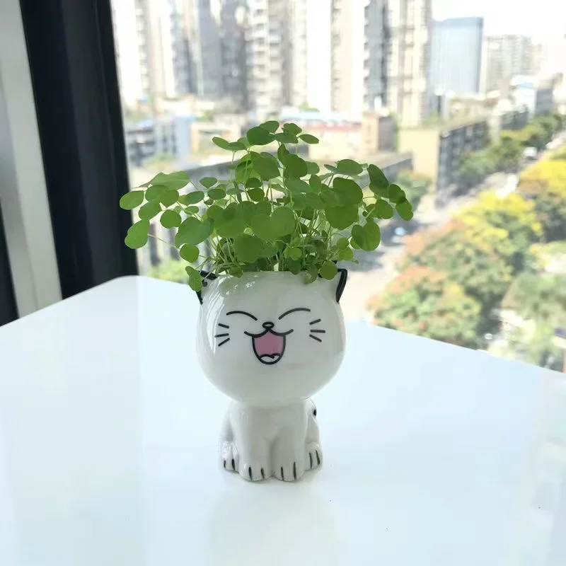 1pc Ceramic Flowerpot Mini Cat Cartoon Cute Plant Desktop Potted Plant P... - $7.88