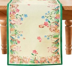 Table Runner 13&quot;x108&quot; Floral Spring Easter Bunny Eggs Basket Bubbles Bun... - $9.89