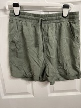 Universal Thread Lyocell Shorts Women Medium Green Elastic Drawstring Waist - £7.46 GBP