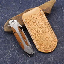 Damascus Folding Knife 3 inch Blade Camping Hunting Tool New  - £47.27 GBP