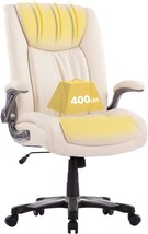 Ivory, Colamy Big And Tall Office Chair 400Lbs, Large Heavy Duty High, Up Arms - £195.90 GBP