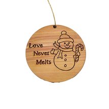 Love Never Melts Snowman - Cedar Ornament - £15.49 GBP