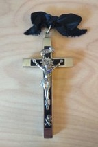Vtg Antique Skull And Crossbones Crucifix 3.75&quot; Metal With Possibly Wood... - $36.00
