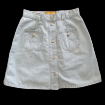 JG Hook VTG 90s Denim Mini Skirt Button Front 25in Waist Light Wash Sz 7/8 - $25.83