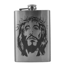 8oz Jesus with Crown of Thorns Hip Flask L1 - £16.94 GBP
