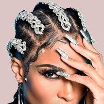 Fashion Rhinestone Chain Long Hair Clips Headband Jewelry For Women Personality - £7.69 GBP