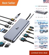 Portable 13-in-1 Docking Station: Dual HDMI, DisplayPort, 10Gbps Transfe... - $83.99