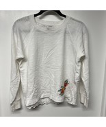 J.Crew Womens White Eyelet Lace Sweatshirt Size Small Scallop Floral Cotton - $33.66