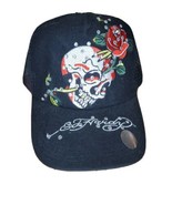 Ed Hardy Hat Skull and Rose Snap Back High Top Trucker Cap - £23.56 GBP