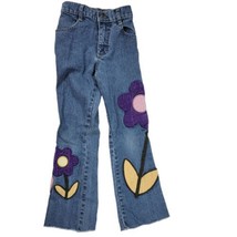 Vintage LEE RIDERS FLORAL Flare Leg Jeans Girls 7 S Short Hippie Patches... - £13.50 GBP