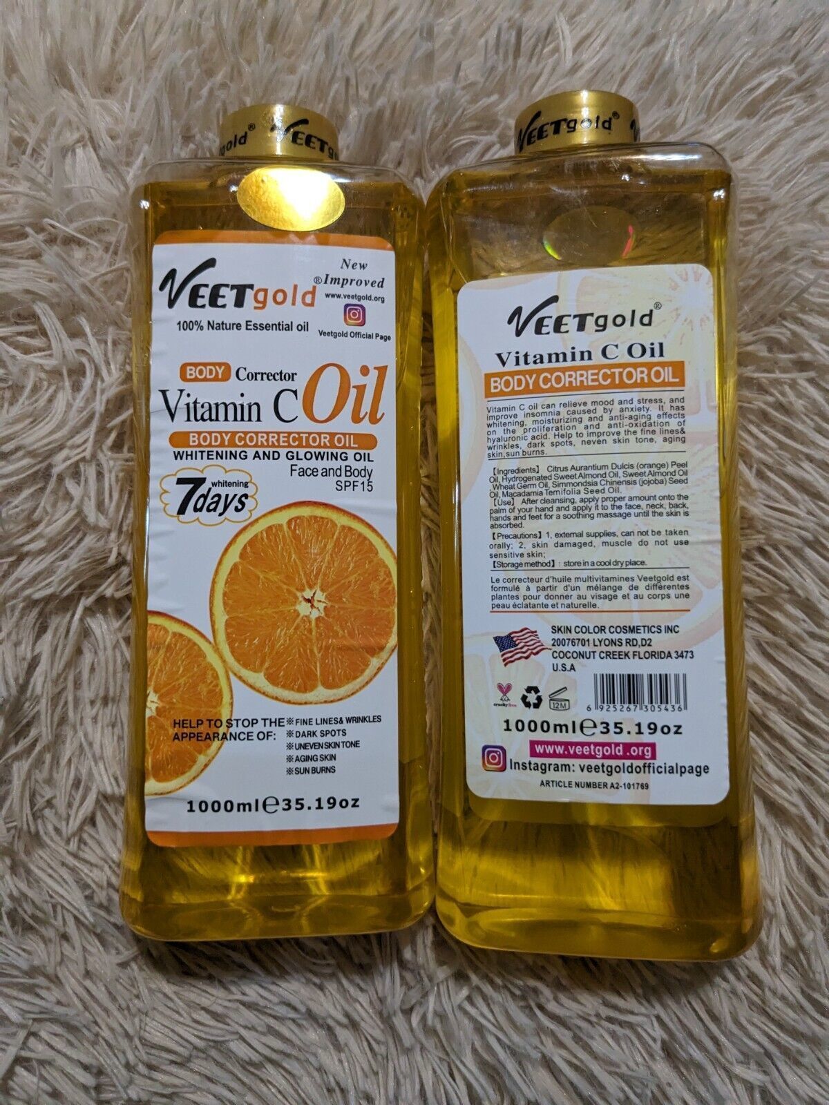 Veet Gold Vitamin C Body corrector Oil 1000ml SPF15 2pcs