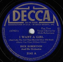 Dick Robertson 78 I Want A Girl / If I Could Be With You E- SH2F - £5.42 GBP