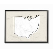 Stupell Industries Ohio Home State Map Neutral Print Design Black Framed Wall Ar - £67.93 GBP