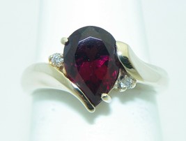 AMETHYST SOLITAIRE & ACCENTS RING REAL SOLID 14 K GOLD 4.0 g SIZE 6.25 - £347.03 GBP