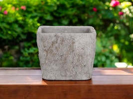 7&quot; Gray Speckle Glaze Cement Indoor Outdoor Square Pot Planter - $68.78 CAD