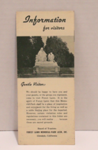 Forest Lawn Memorial Park Brochure Cemetery Glendale California 1940s Vi... - $7.87