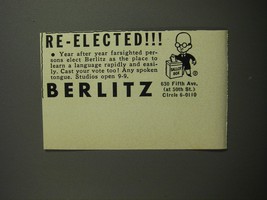 1952 Berlitz School of Languages Ad - Re-Elected - £14.53 GBP