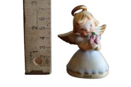Vintage Mid-Century June Birthday Girl Angel w/ Flowers Wings Bell Item ... - $195.35 MXN