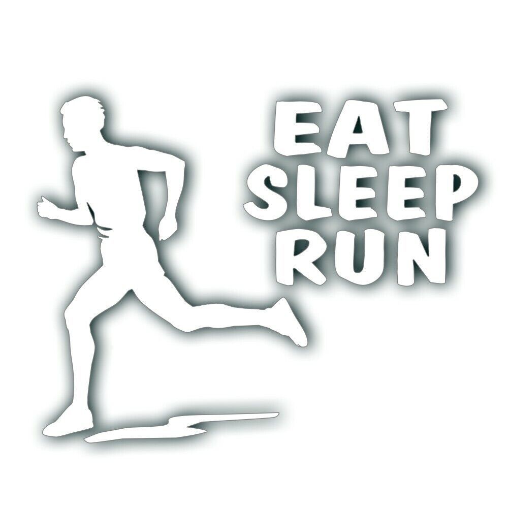 Primary image for EAT SLEEP RUN boy man decal for marathon runner, jogging bumper sticker WHITE