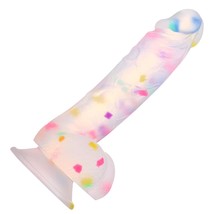 Suction Cup Dildo 7+ Inch Adult Sex Toy, Confetti Clear Silicone Flexibl... - £23.51 GBP