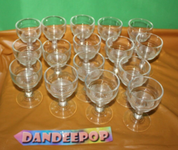 16 Piece vintage Pedestal Lined Pattern Cordial Glass Liquor Glasses Drinkware - £55.52 GBP