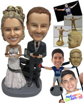 Personalized Bobblehead Video Gaming Wedding Couple In Formal Wedding Attire - W - £190.60 GBP