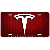 Tesla Logo Inspired Art White on Red Hex FLAT Aluminum Novelty License Tag Plate - £14.38 GBP