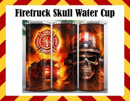 Drink Water Cup - Firetruck Skull Cup Design - £19.73 GBP+