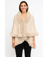 Crimson Elegance Faux Fur Trim Cape - $71.25