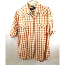 Billabong Slim Fit Western Plaid Clear Pearl Snap Short Sleeve Shirt Large - $9.43