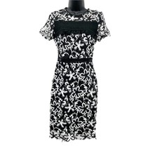 NEW Aqua Womens XS Floral Lace Crochet Overlay Sheath Dress Black White  - £26.91 GBP