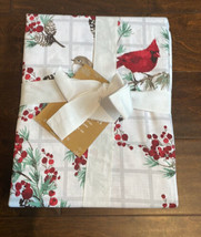 Envogue Christmas Tablecloth Red Cardinal Plaid 60”x102” New - $39.96