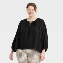 NEW Women&#39;s Plus Size Raglan Long Sleeve Tie-Front Top - a New Day™ 3X - £19.48 GBP