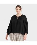 NEW Women&#39;s Plus Size Raglan Long Sleeve Tie-Front Top - a New Day™ 3X - £18.80 GBP