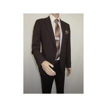 Men Suit BERLUSCONI Turkey 100% Italian Wool Super 180's #Ber30 Brown/Burgundy image 5